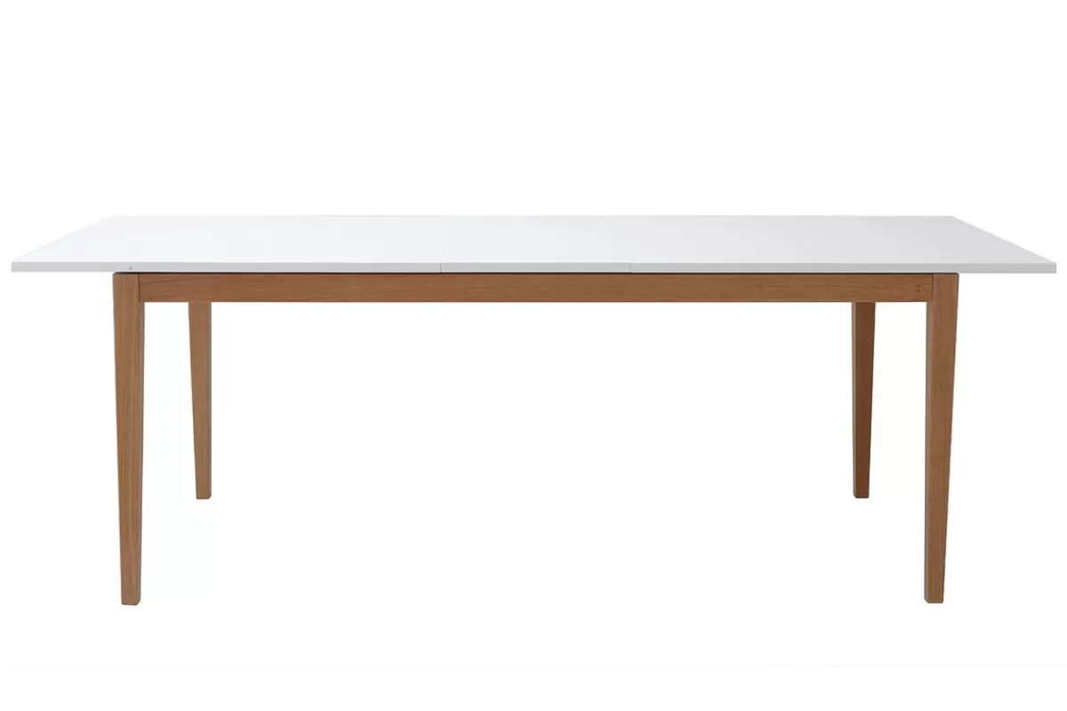 Miliboo Mesa De Comedor Fija | Mesa Extensible-Mesa de comedor diseño extensible blanca patas madera L180-260 DELAH