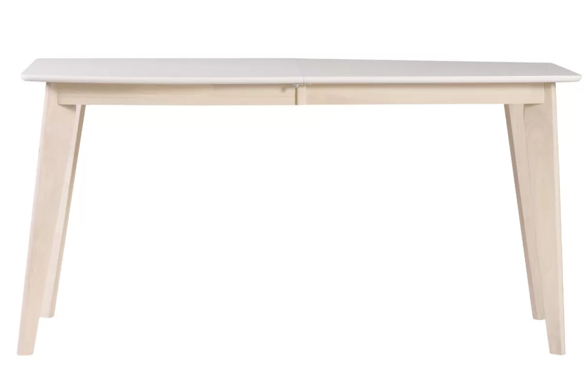 Miliboo Mesa De Comedor Fija-Mesa de comedor diseño extensible blanca y madera clara L150-200 LEENA
