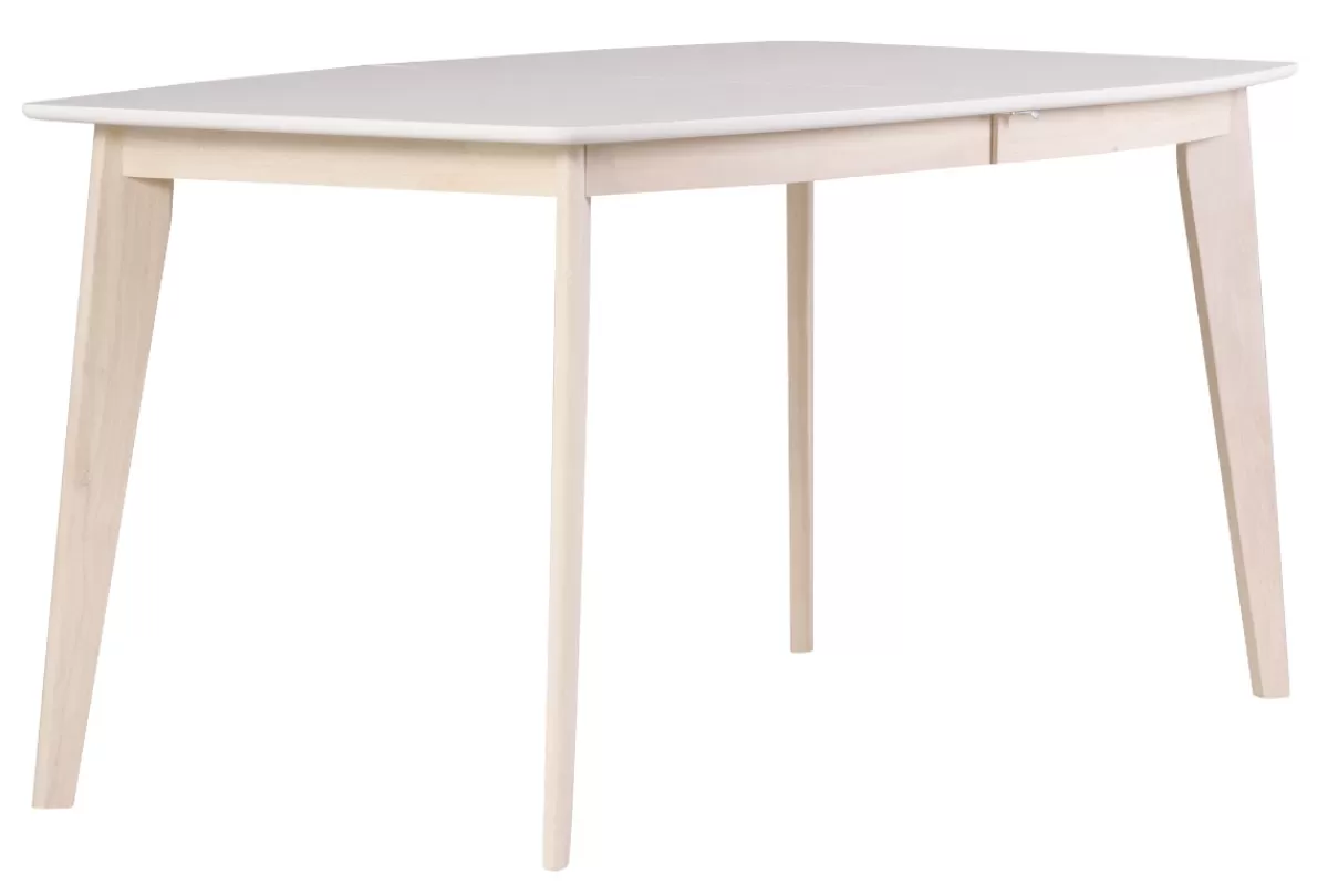 Miliboo Mesa De Comedor Fija-Mesa de comedor diseño extensible blanca y madera clara L150-200 LEENA