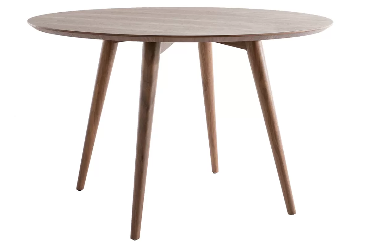 Miliboo Mesa De Comedor Fija-Mesa de comedor diseño redondo nogal D120 LIVIA