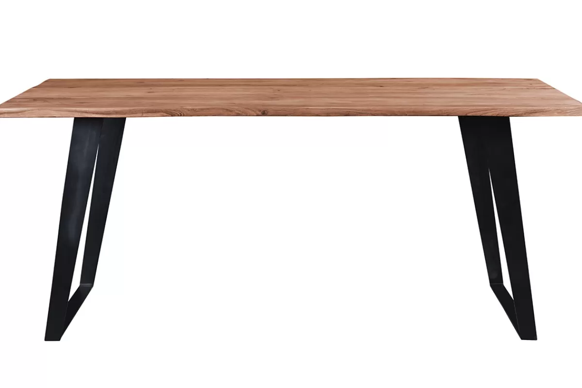 Miliboo Mesa De Comedor Fija-Mesa de comedor en acacia y metal negro L175 KORA