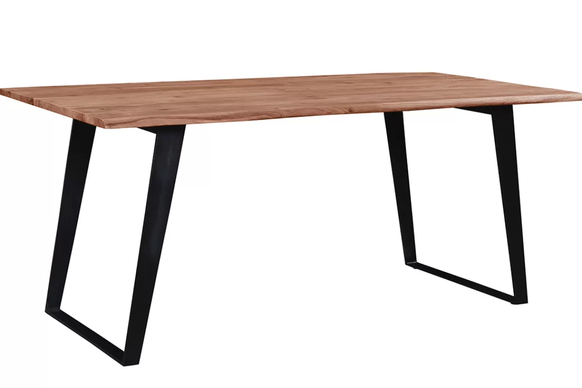 Miliboo Mesa De Comedor Fija-Mesa de comedor en acacia y metal negro L175 KORA