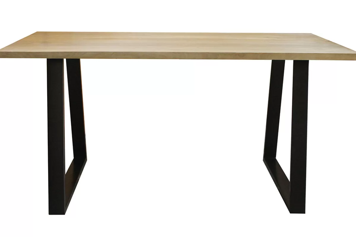 Miliboo Mesa De Comedor Fija-Mesa de comedor en mango y metal negro L160 cm VIJAY