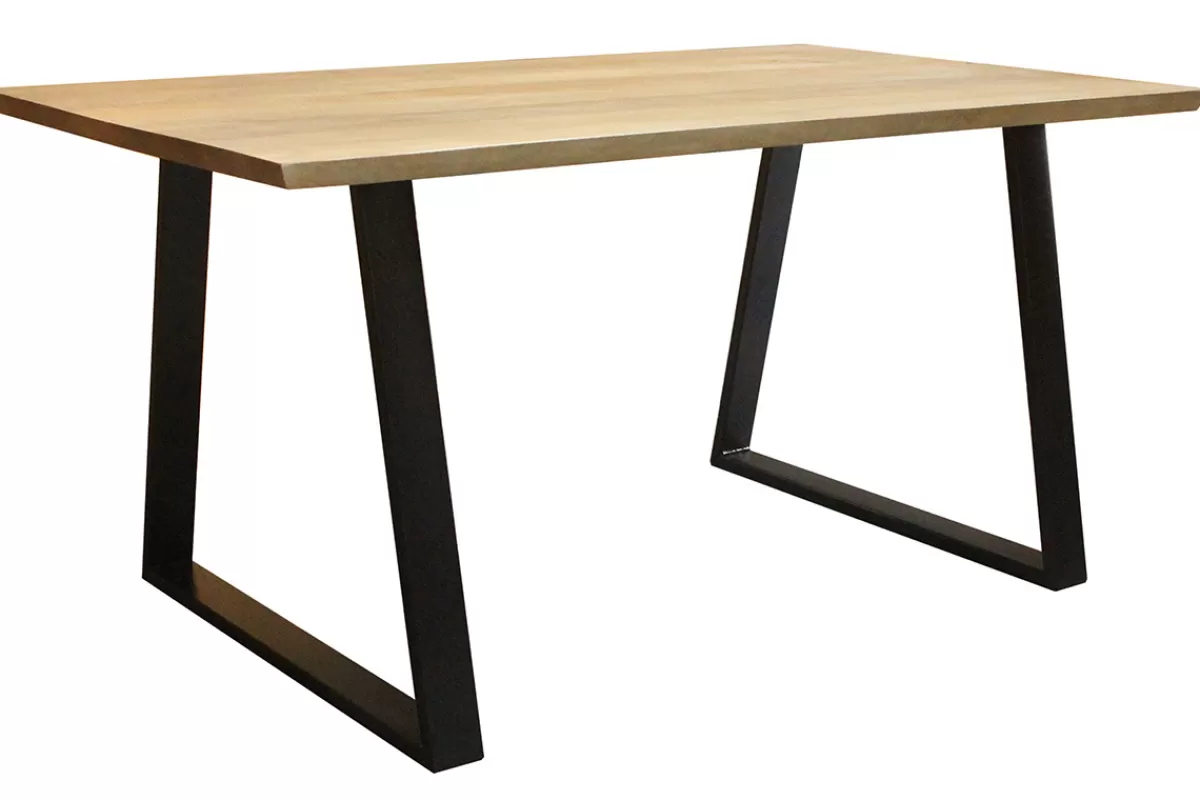 Miliboo Mesa De Comedor Fija-Mesa de comedor en mango y metal negro L160 cm VIJAY