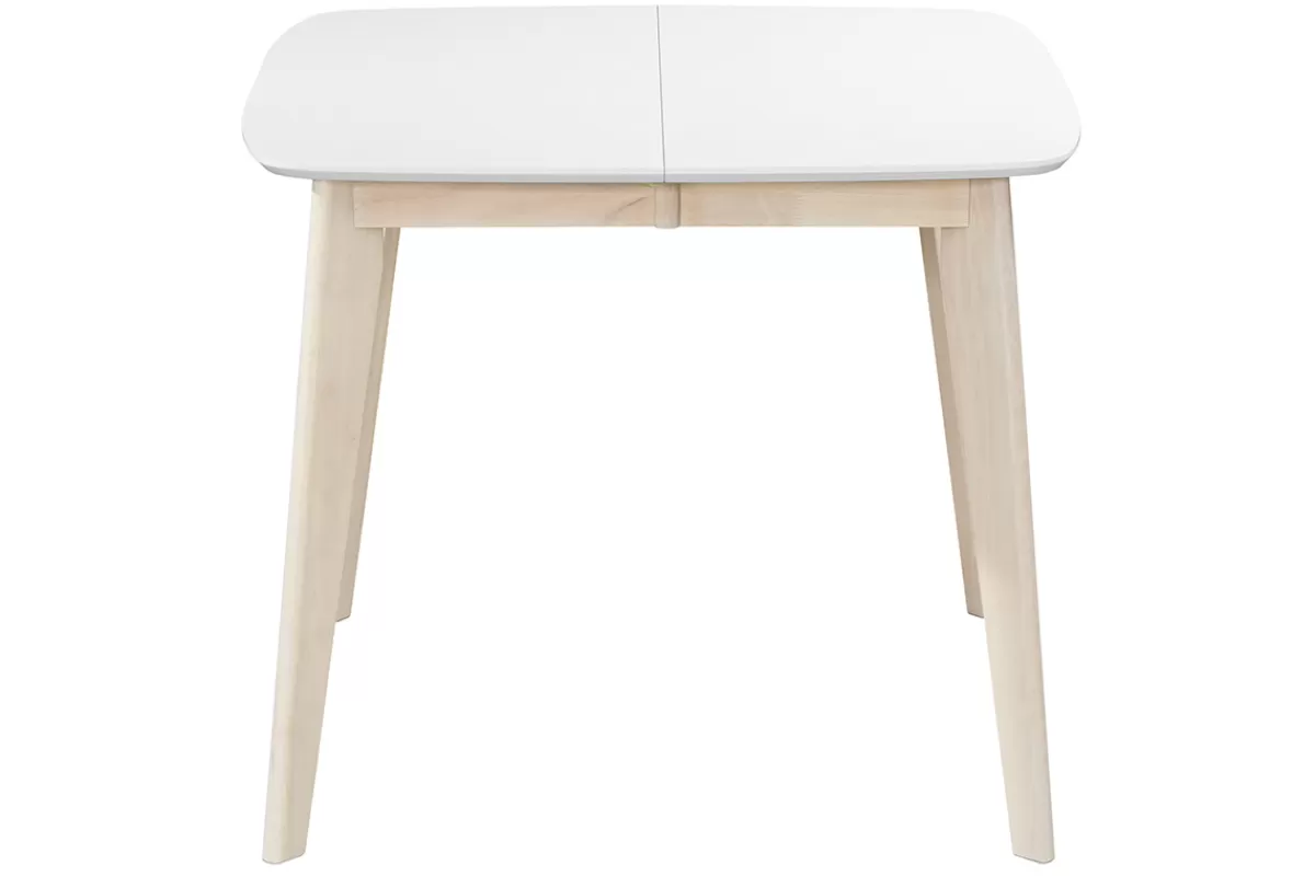 Miliboo Mesa De Comedor Fija | Mesa Extensible-Mesa de comedor extensible nórdica blanca y madera L90-130 LEENA