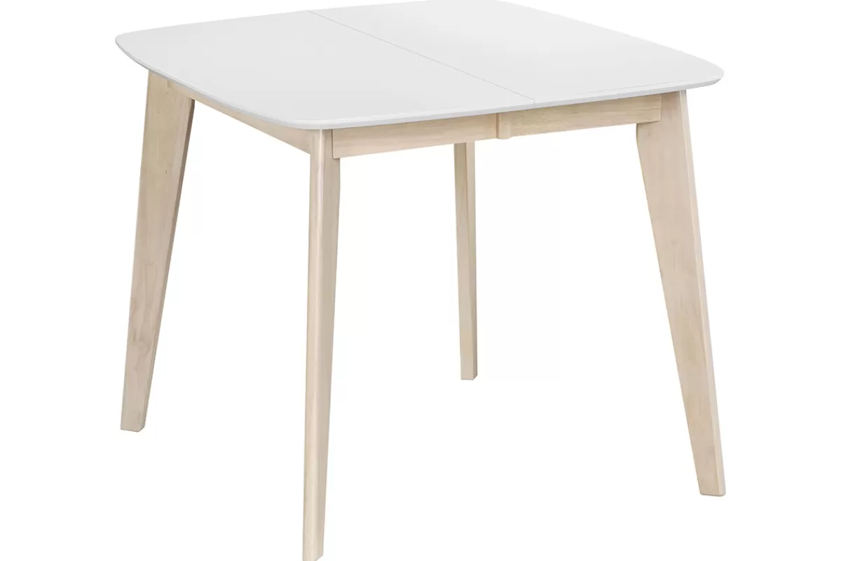Miliboo Mesa De Comedor Fija | Mesa Extensible-Mesa de comedor extensible nórdica blanca y madera L90-130 LEENA