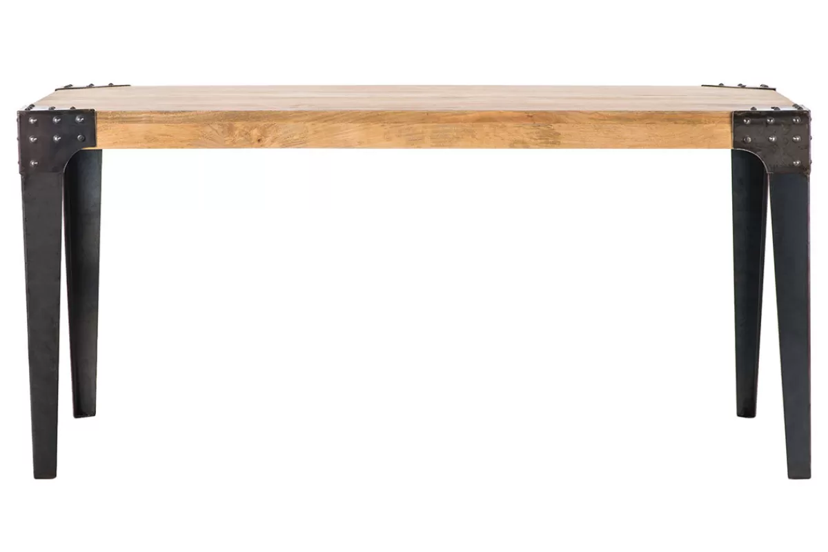 Miliboo Mesa De Comedor Fija-Mesa de comedor industrial acero y madera L160 MADISON