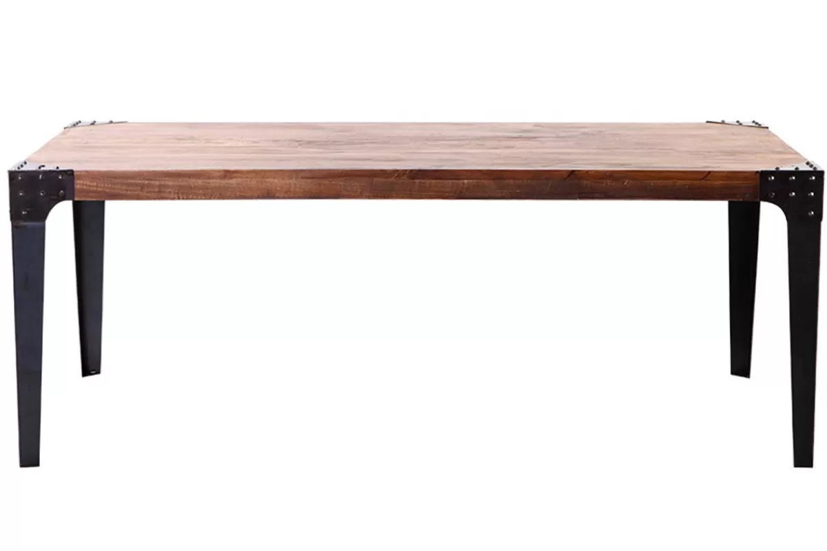 Miliboo Mesa De Comedor Fija-Mesa de comedor industrial acero y madera L200 MADISON