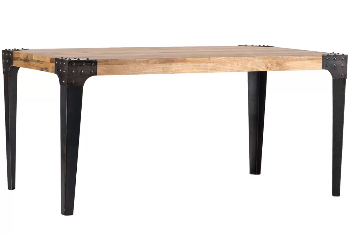 Miliboo Mesa De Comedor Fija-Mesa de comedor industrial acero y madera L160 MADISON