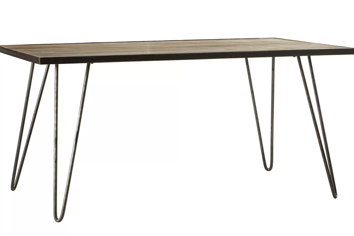 Miliboo Mesa De Comedor Fija-Mesa de comedor industrial rectangular madera metal L160 ATELIER