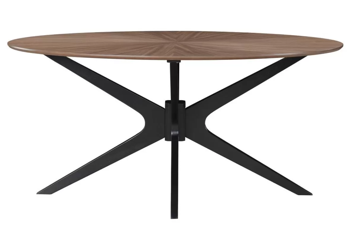 Miliboo Mesa De Comedor Fija-Mesa de comedor ovalada de diseño en nogal 160 cm DIELLI