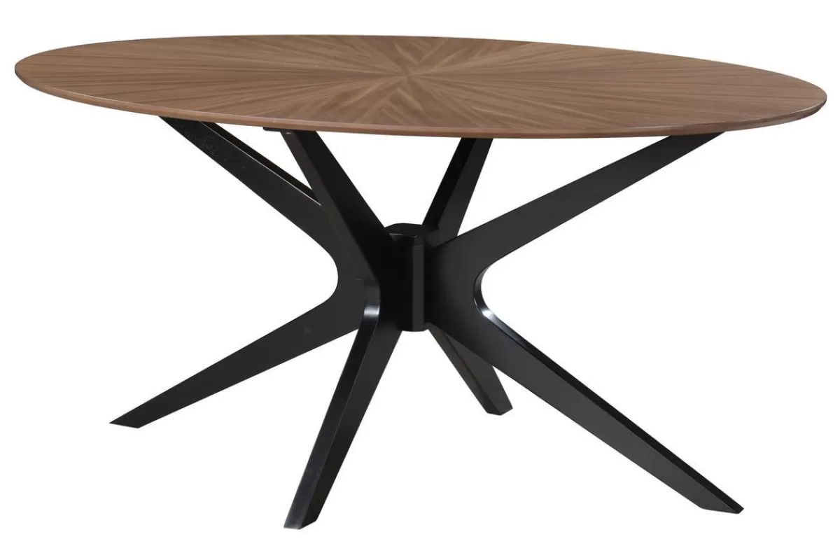 Miliboo Mesa De Comedor Fija-Mesa de comedor ovalada de diseño en nogal 160 cm DIELLI
