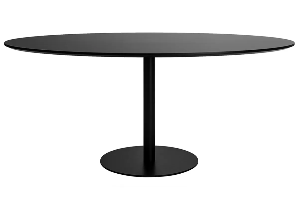 Miliboo Mesa De Comedor Fija-Mesa de comedor ovalada de diseño negra 170 cm HALIA
