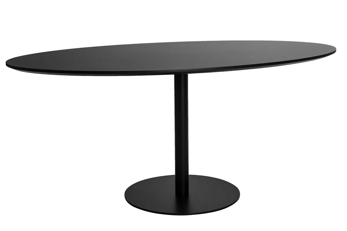 Miliboo Mesa De Comedor Fija-Mesa de comedor ovalada de diseño negra 170 cm HALIA