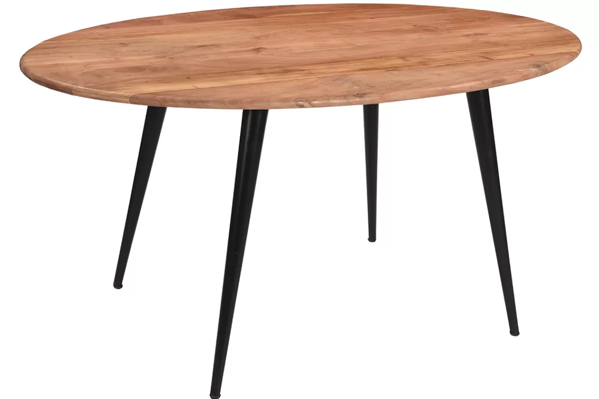 Miliboo Mesa De Comedor Fija-Mesa de comedor ovalada de madera de acacia maciza y metal 160 cm OBALI