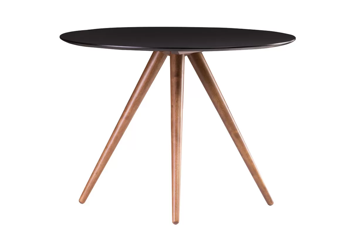 Miliboo Mesa De Comedor Fija-Mesa de comedor redonda diseño nogal y negro D106 WALFORD