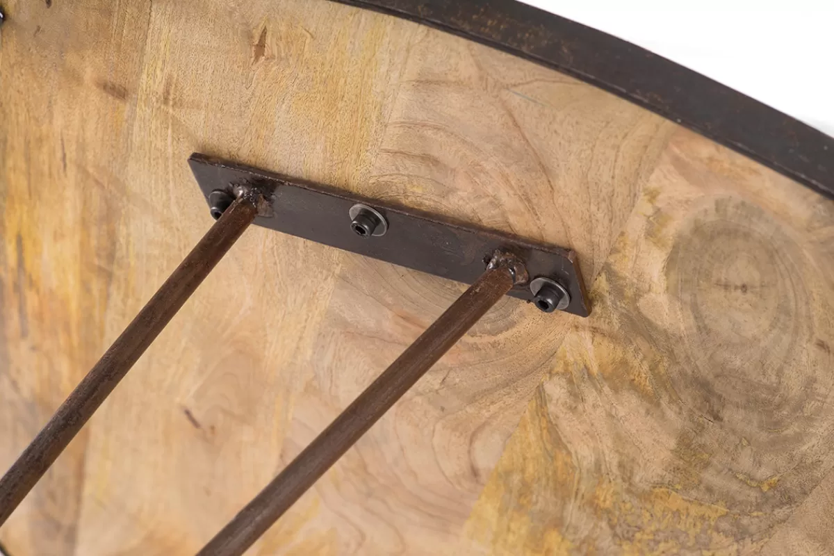 Miliboo Mesa De Comedor Fija-Mesa de comedor redonda industrial madera metal D125 ATELIER