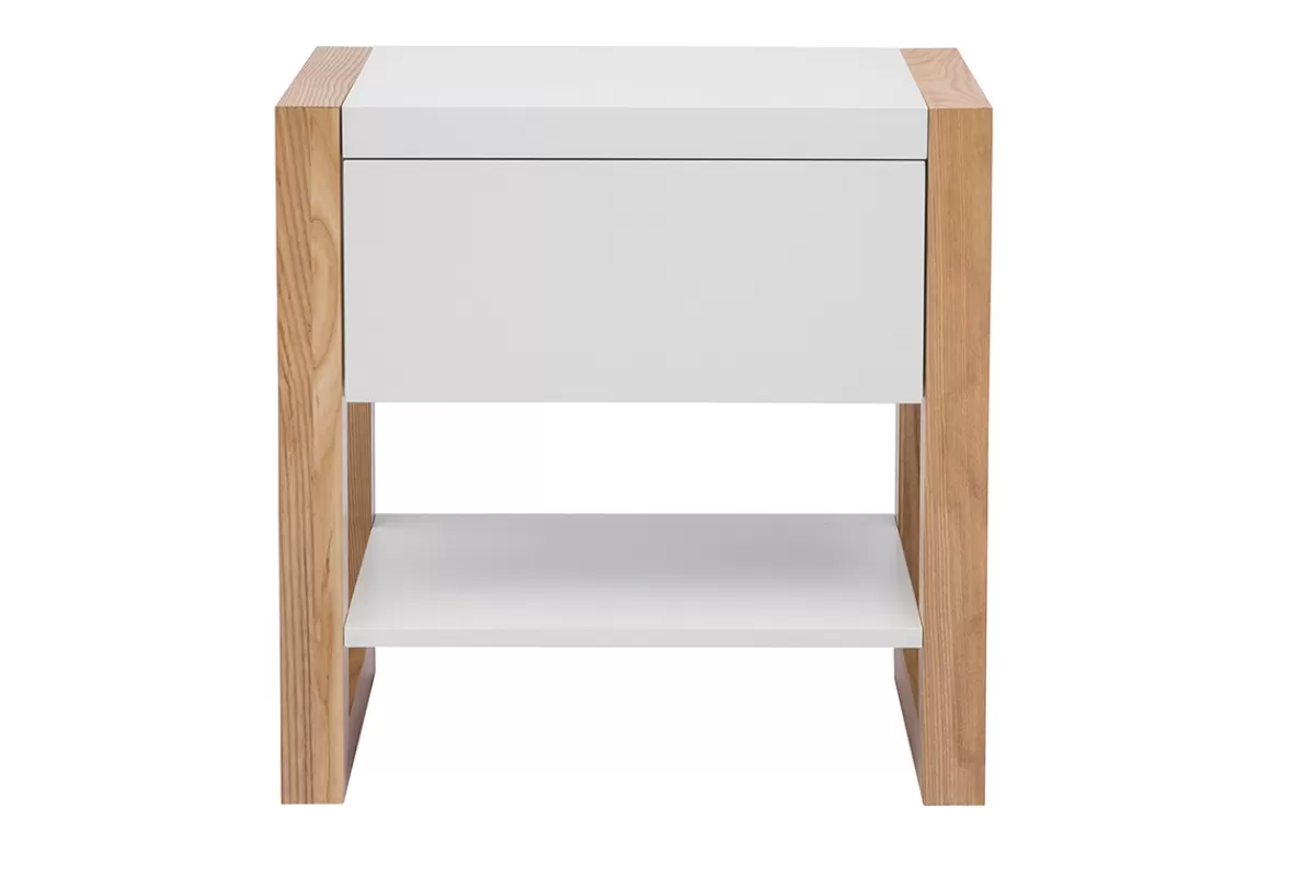 Miliboo Mesillas De Noche-Mesa de noche blanco y roble ARMEL
