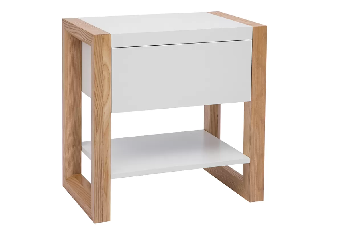 Miliboo Mesillas De Noche-Mesa de noche blanco y roble ARMEL