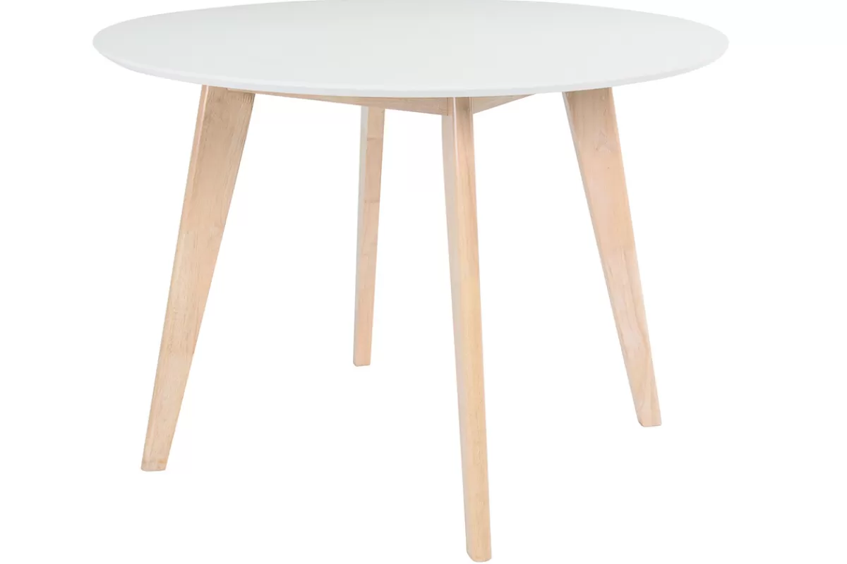 Miliboo Mesa De Comedor Fija-Mesa diseño madera y blanco D100 LEENA
