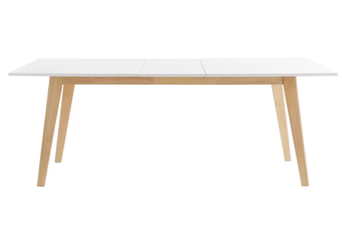 Miliboo Mesa De Comedor Fija | Mesa Extensible-Mesa extensible blanca de madera clara 160-205 cm SWAD