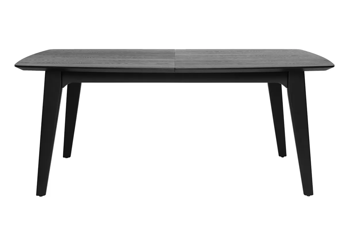 Miliboo Mesa De Comedor Fija | Mesa Extensible-Mesa extensible con extensiones integradas rectangular de madera negra de roble L180-230 cm FIFTIES