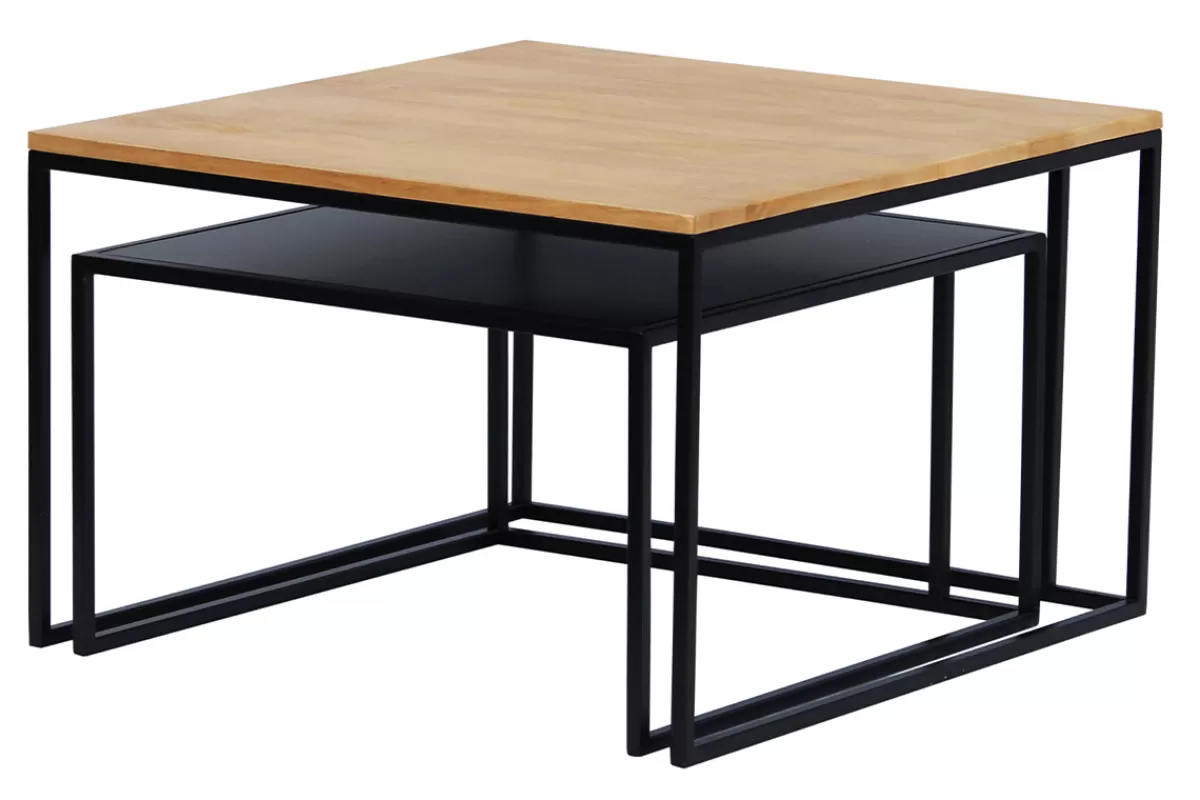 Miliboo Mesas De Salón-Mesas nido de centro de madera de mango maciza y metal TAHL