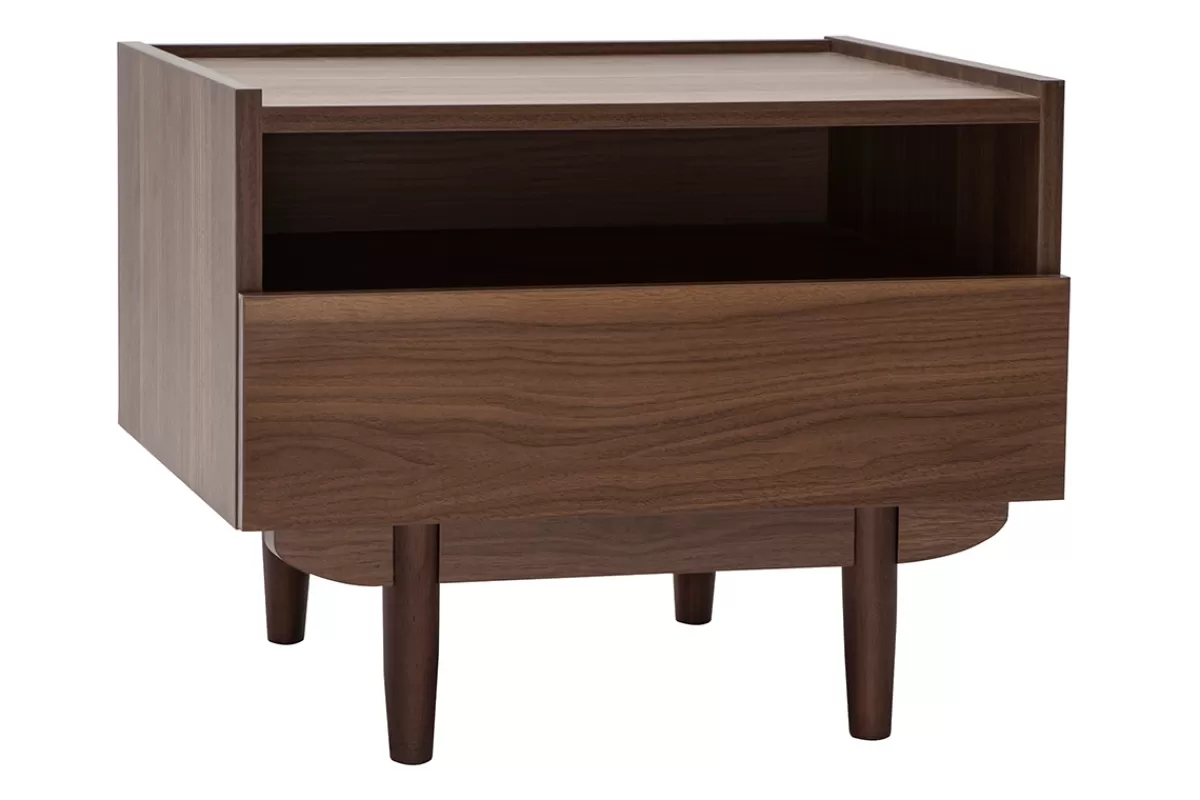 Miliboo Mesillas De Noche-Mesilla de noche con cajón de madera oscura SANAA