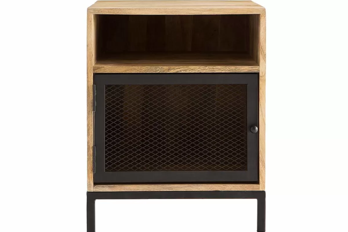 Miliboo Mesillas De Noche-Mesita de noche en madera de mango y metal perforado RACK
