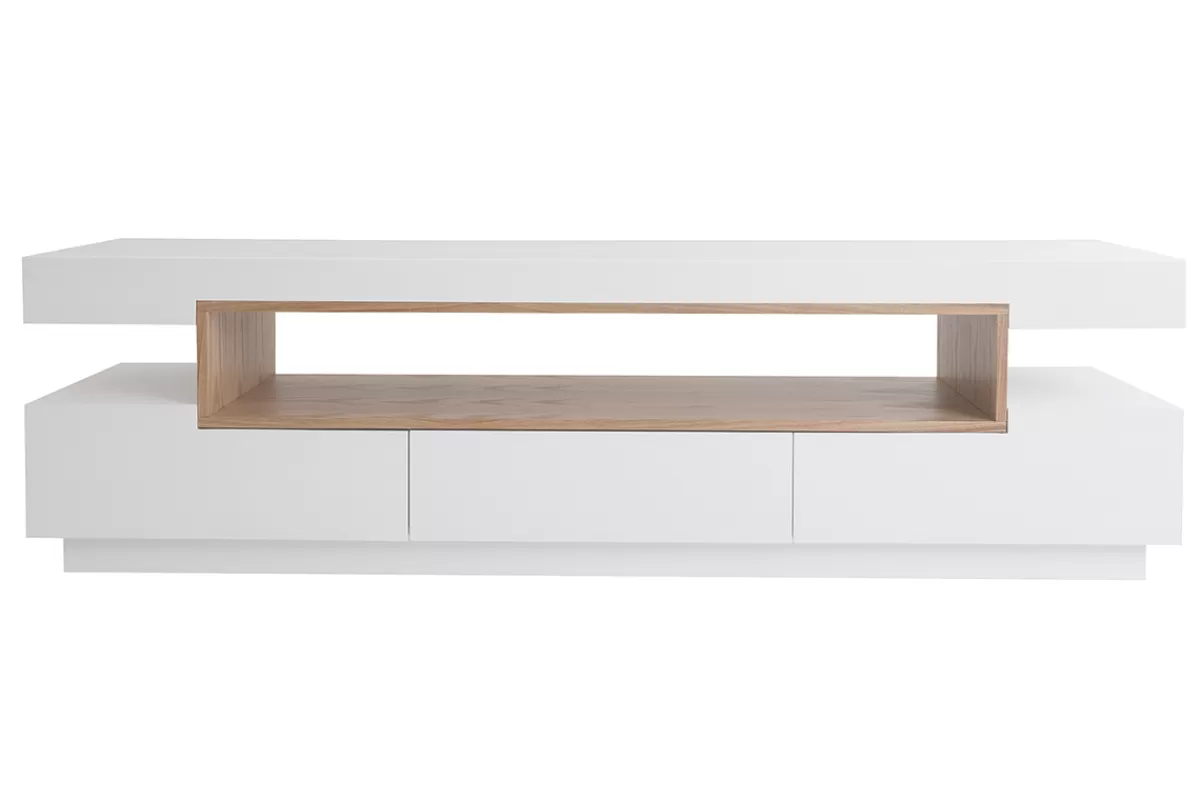 Miliboo Mueble Tv De Diseño-Mueble TV blanco y madera LIVO