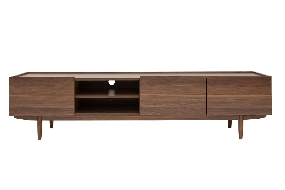 Miliboo Mueble Tv De Diseño-Mueble TV con puertas de madera oscura 180 cm SANAA