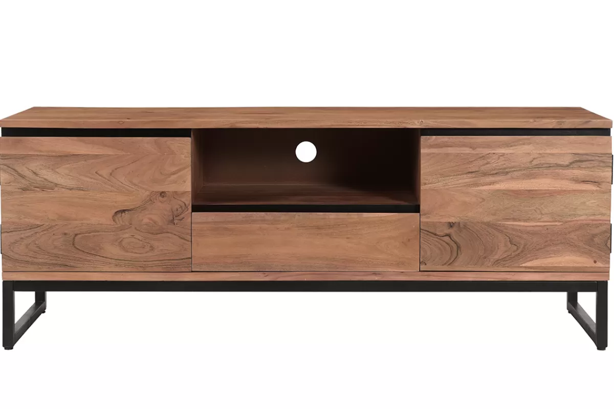 Miliboo Mueble Tv De Diseño-Mueble TV de acacia maciza 135 cm HOORN