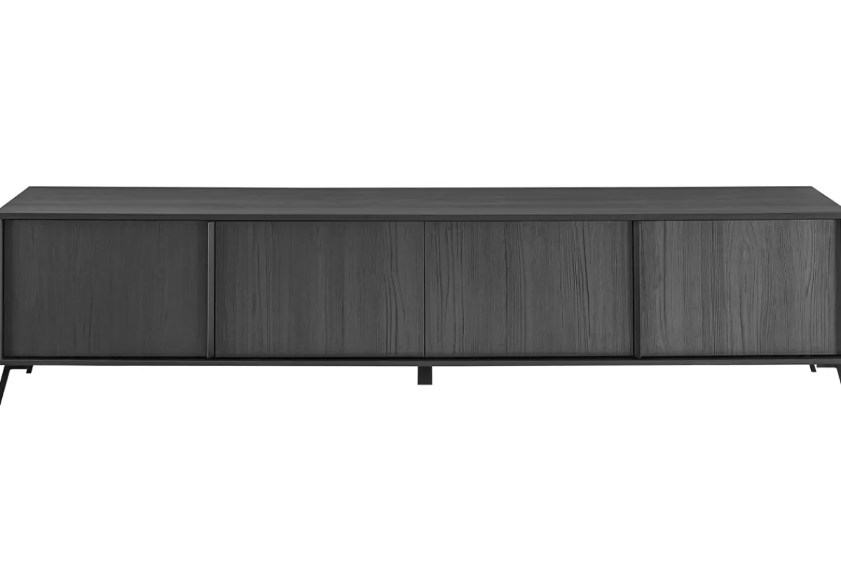 Miliboo Mueble Tv De Diseño-Mueble TV de diseño con acabado negro mate 205 cm NEMA