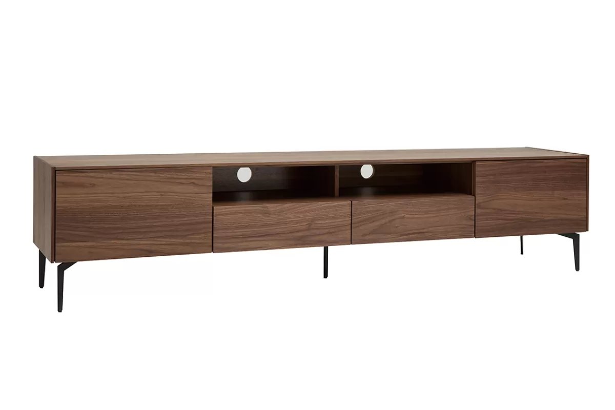 Miliboo Mueble Tv De Diseño-Mueble TV de diseño de contrachapado de nogal 200 cm BLISS