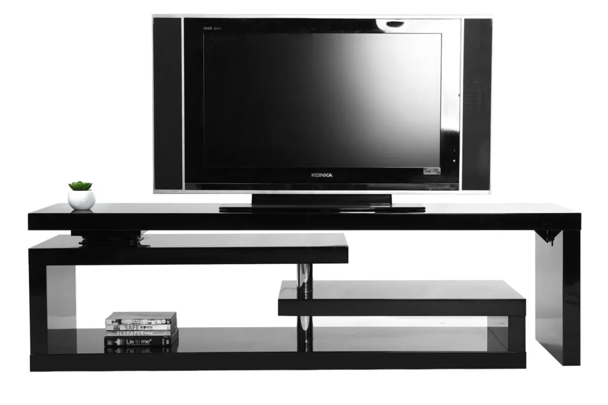Miliboo Mueble Tv De Diseño-Mueble TV de diseño lacado negro giratorio MAX V2