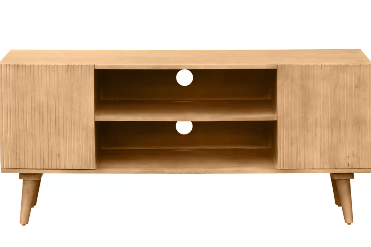 Miliboo Mueble Tv De Diseño-Mueble TV de madera maciza de mango 135 cm RUBIA