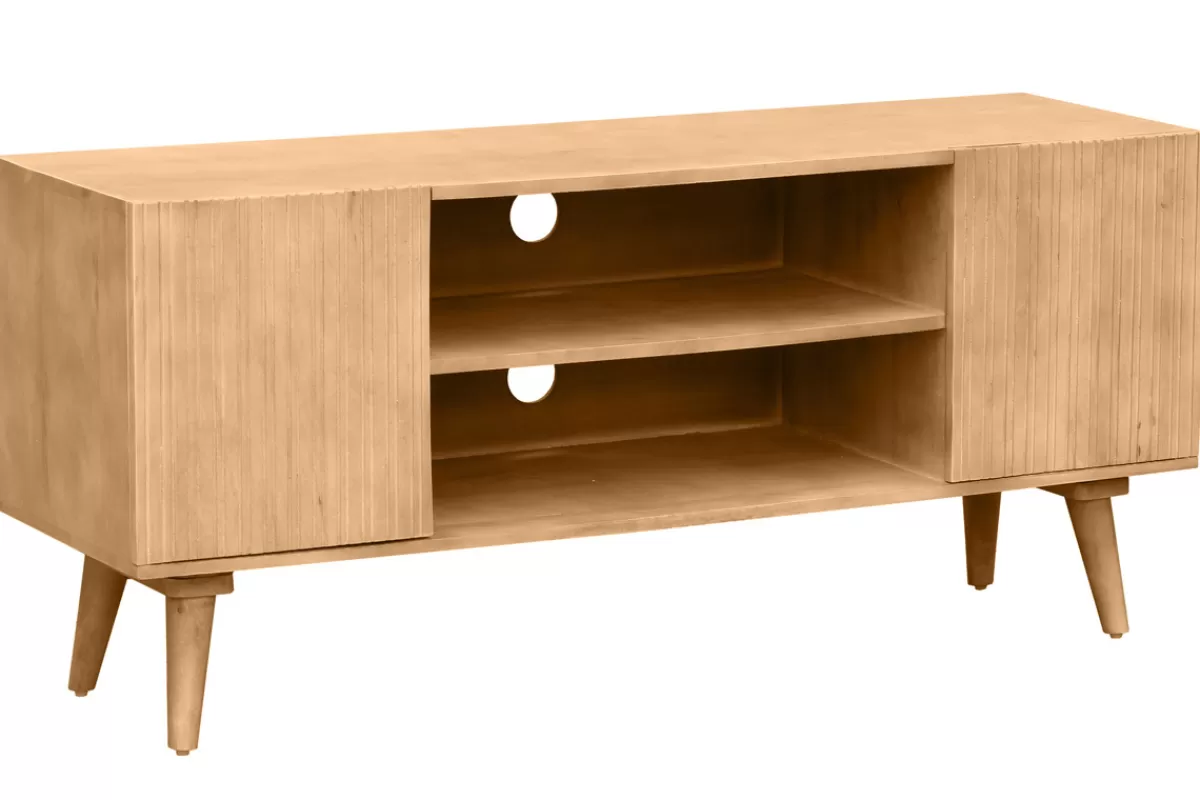 Miliboo Mueble Tv De Diseño-Mueble TV de madera maciza de mango 135 cm RUBIA