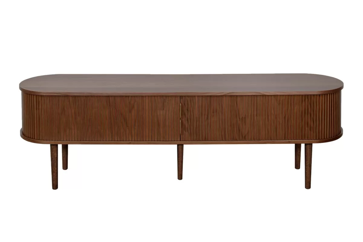 Miliboo Mueble Tv De Diseño-Mueble TV de nogal oscuro con almacenaje y 2 puertas correderas 180 cm EPIC