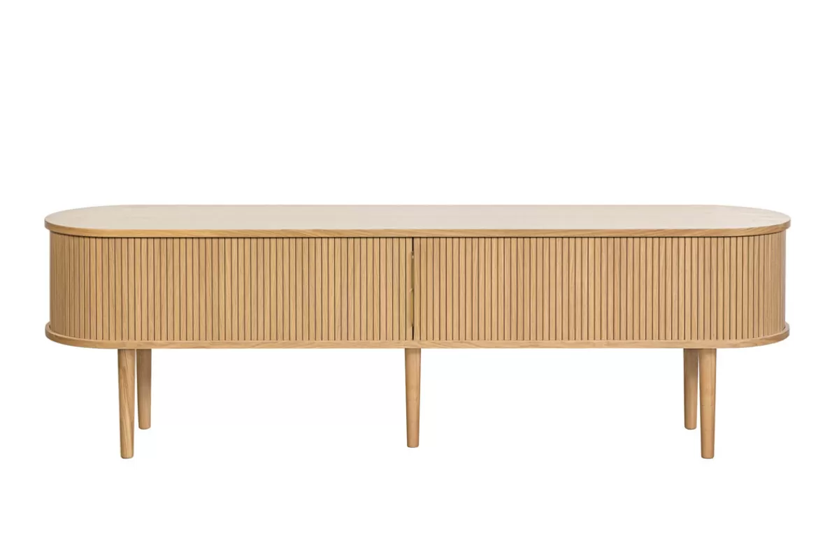 Miliboo Mueble Tv De Diseño-Mueble TV de roble claro con almacenaje y 2 puertas correderas 180 cm EPIC