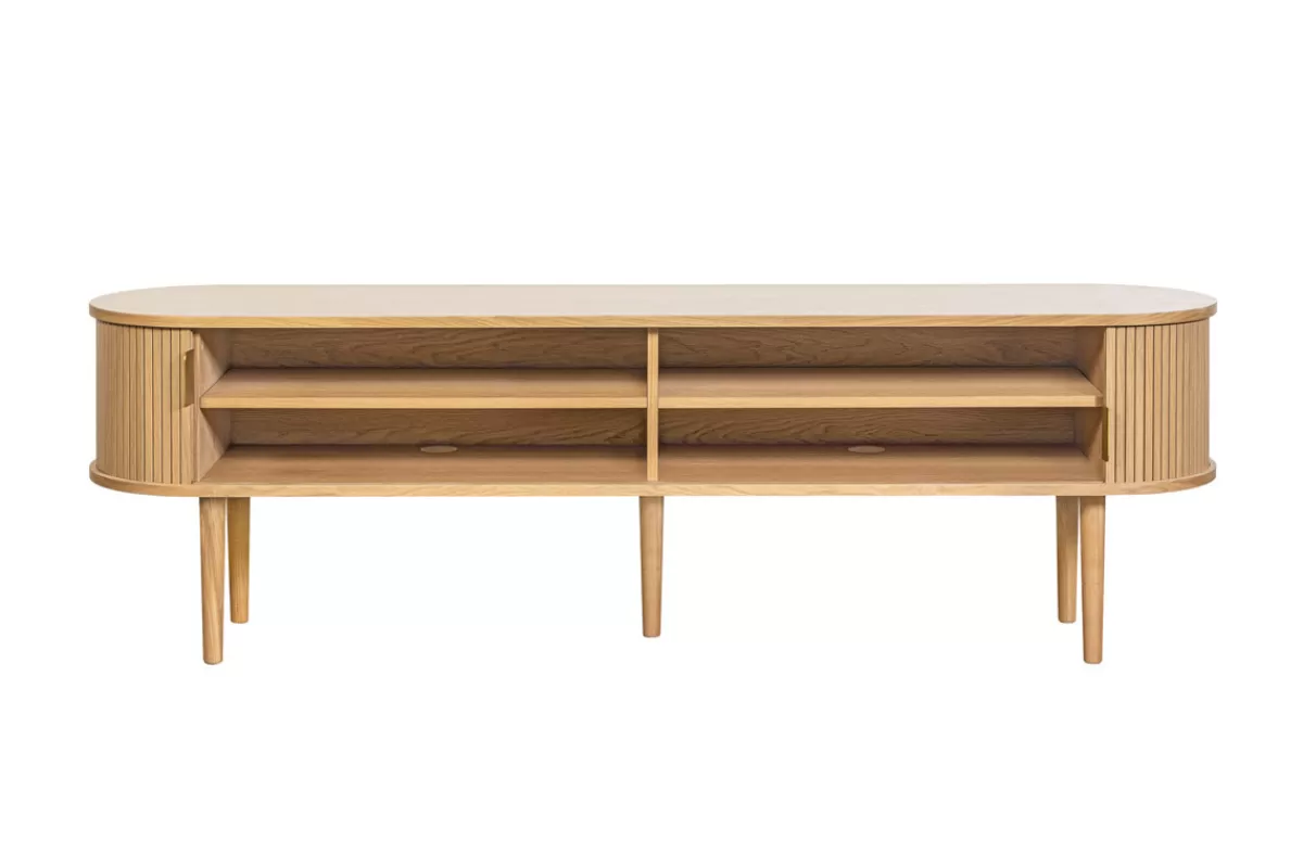 Miliboo Mueble Tv De Diseño-Mueble TV de roble claro con almacenaje y 2 puertas correderas 180 cm EPIC