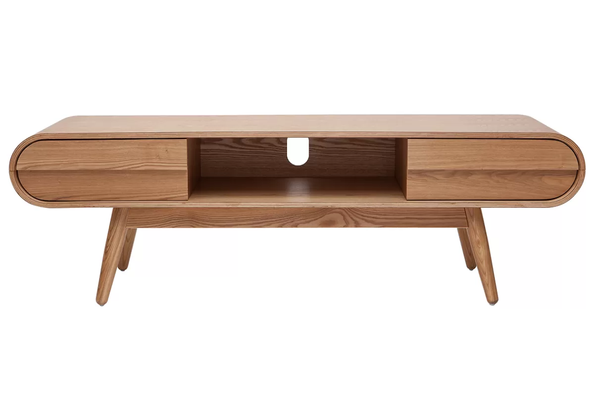 Miliboo Mueble Tv De Diseño-Mueble TV diseño 2 cajones fresno natural BALTIK