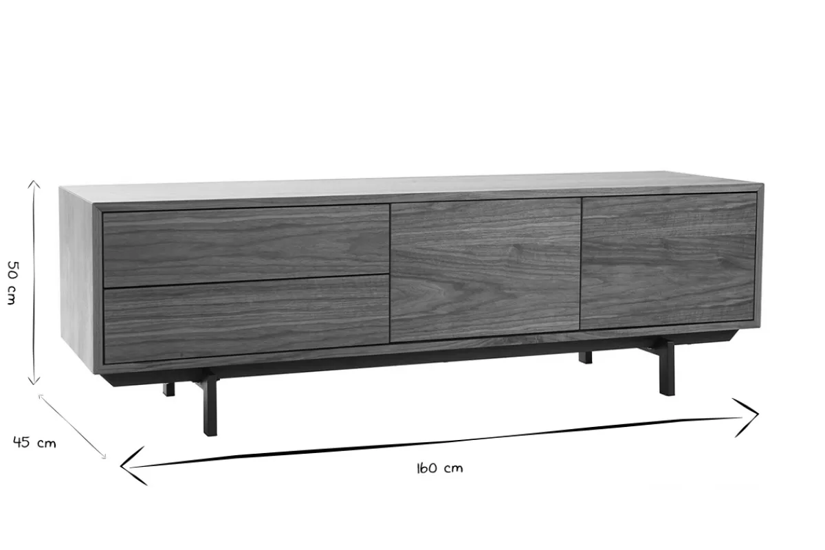 Miliboo Mueble Tv De Diseño-Mueble TV diseño vintage nogal MANNY