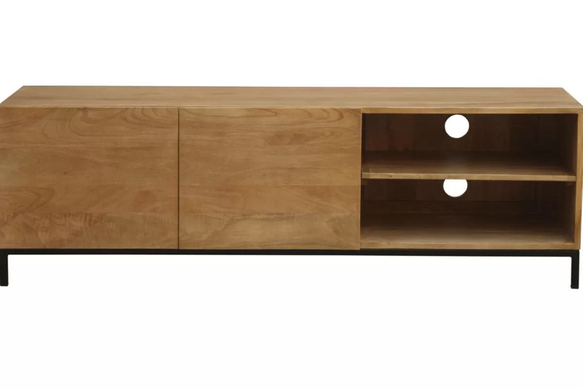 Miliboo Mueble Tv De Diseño-Mueble TV industrial mango y metal YPSTER