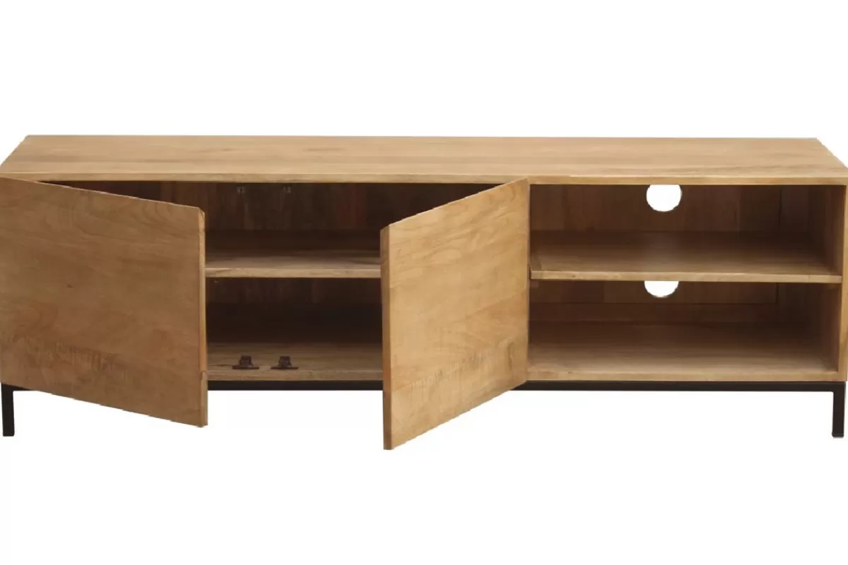 Miliboo Mueble Tv De Diseño-Mueble TV industrial mango y metal YPSTER