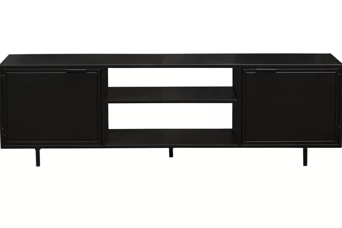 Miliboo Mueble Tv De Diseño-Mueble TV industrial negro con 2 puertas 150 KARL