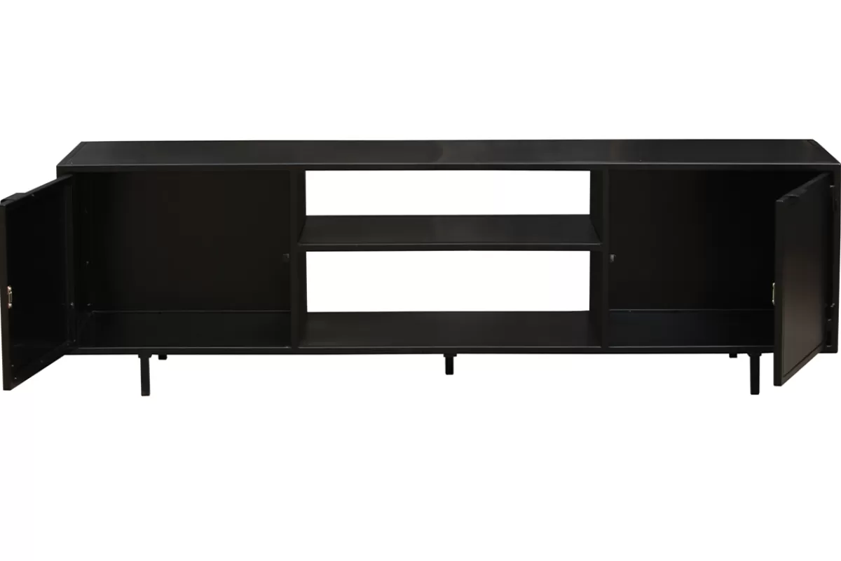 Miliboo Mueble Tv De Diseño-Mueble TV industrial negro con 2 puertas 150 KARL