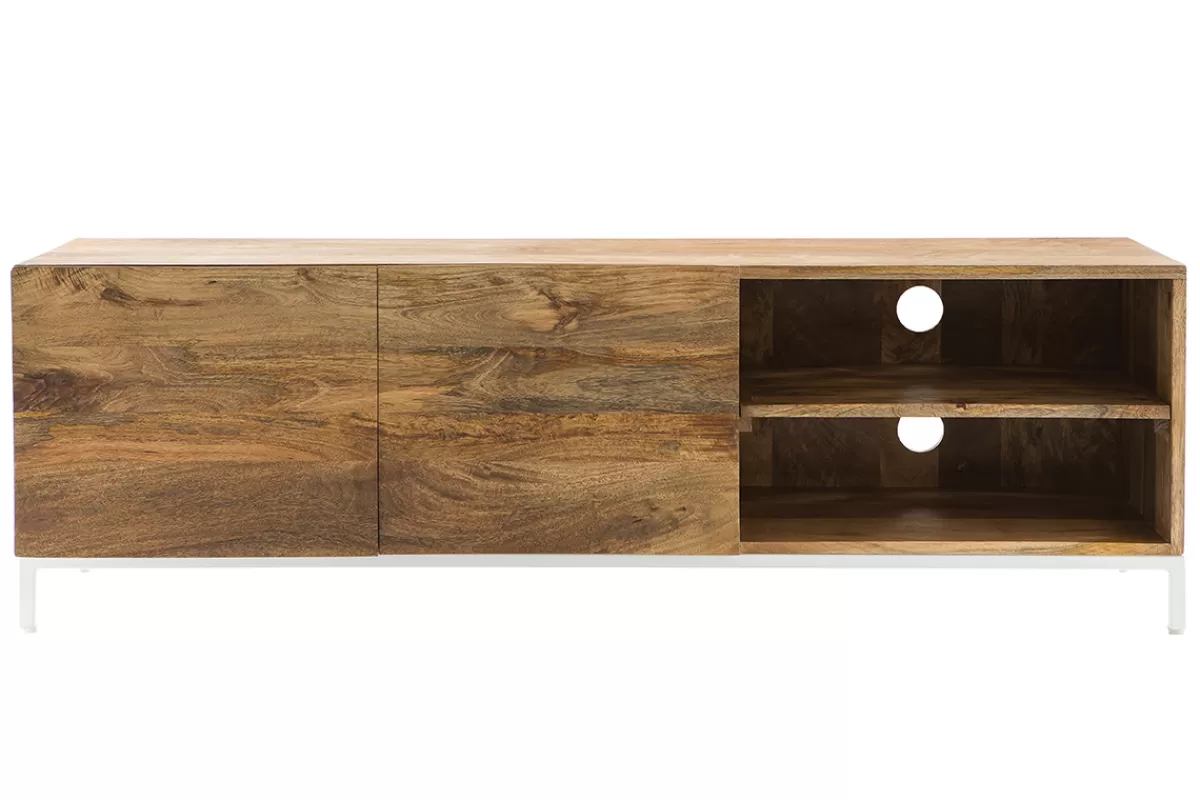 Miliboo Mueble Tv De Diseño-Mueble TV mago y metal blanco 145cm BOHO