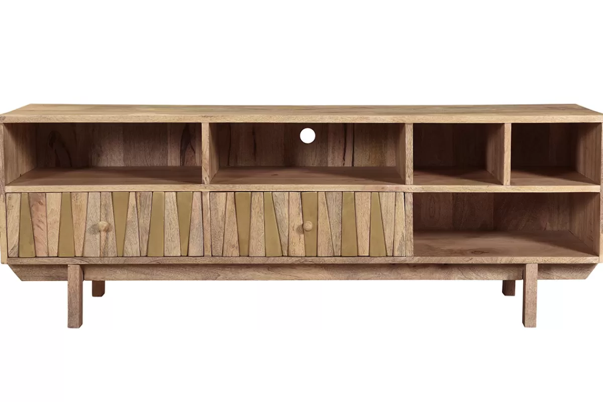 Miliboo Mueble Tv De Diseño-Mueble TV mango y latón ZAIKA
