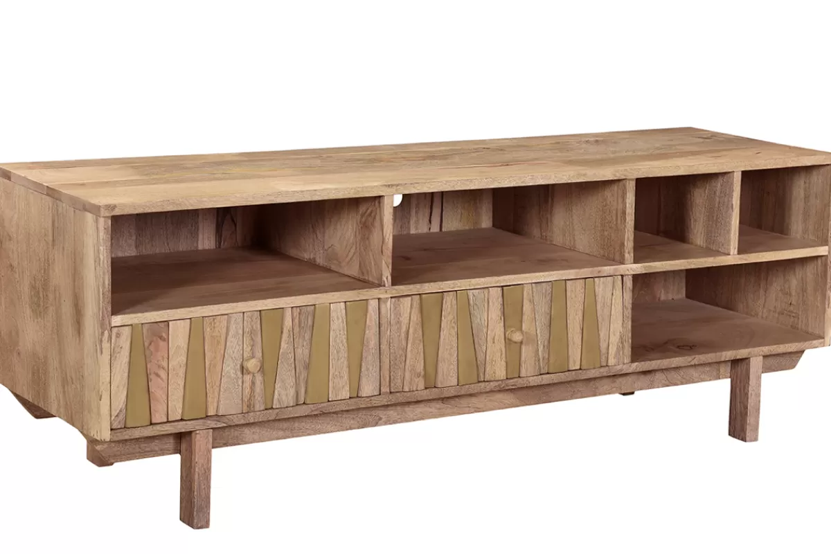Miliboo Mueble Tv De Diseño-Mueble TV mango y latón ZAIKA