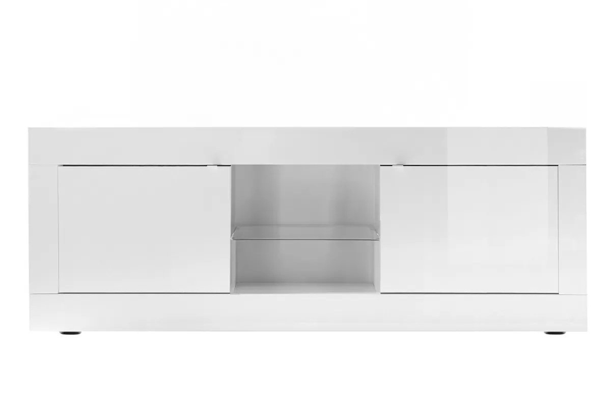 Miliboo Mueble Tv De Diseño-Mueble TV moderno lacado blanco 180cm LATTE